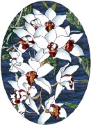 stained glass white orchids
