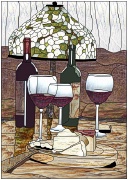 stained glass wine and floral lamp