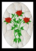 Stained Glass Pattern Three Rose Oval