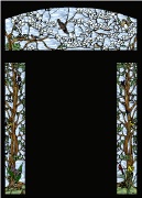 Stained Glass Pattern Dogwood and Birds Entryway