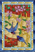 Stained Glass Pattern Victorian Floral With Bamboo