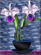 Stained Glass Pattern Nodding Orchids