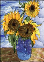 Stained Glass Pattern VanGogh Sunflowers 