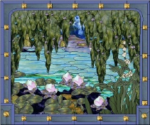 Stained Glass Pattern  Tiffany-Willow And Lilypond