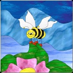 Stained Glass Pattern Happy Bee