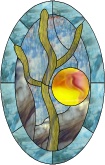 Stained Glass Pattern Desert Scene