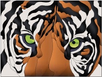 Stained Glass Pattern Tiger In Your Face