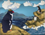 Stained Glass Pattern Rock Hopper Penguins
