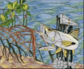 Stained Glass Pattern Snook in Mangrove