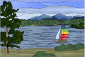 Stained Glass Pattern Lakeside View