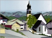 Stained Glass Pattern Alpine Village