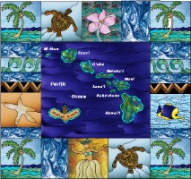 Stained Glass Pattern Hawaiian Islands