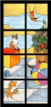 stained glass quilt pattern cats