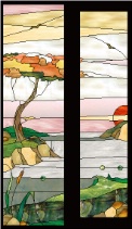 Stained Glass Pattern Distant Landscape