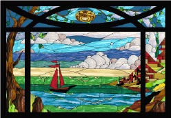Stained Glass Pattern Sea Port