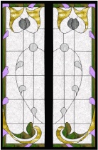 Stained Glass Pattern Nouveau Hearts