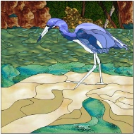 Stained Glass Pattern Panama Blue Heron
