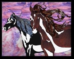 Stained Glass Pattern Wild Horses