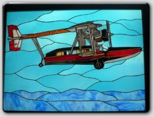Stained Glass Airplane Pane