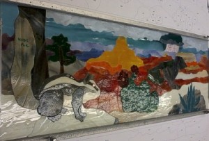 Grand Canyon Summer 23.5" Wide x 8" High - stained glass awaiting foil