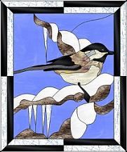Winter Chickadee Free Stained Glass Pattern 1013 Copyright Paned Expressions Studios