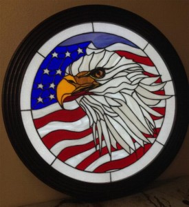 Eagle Flag Stained Glass Panel Design © 2015 Paned Expressions Studios - Fabricated by Vic Gordon