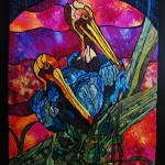 As Seen in "Machine Quilting Unltd" - Stained Glass Pelican Design - © 2005 Paned Expressions Studios -Art Quilt Fabricated by Phyllis Cullen
