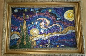 "Van Gogh's Starry Night" Stained Glass Panel Design  © 2015  Paned Expressions Studios - Adapted/Fabricated by Scott Warner