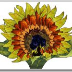 Sunflower Fan Lamp Stained Glass Design © 2008 Paned Expressions Studios
