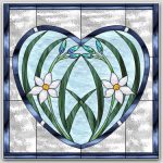 Floral Heart Panel Stained Glass Design © 2016 Paned Expressions Studios
