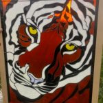 Tiger Face Stained Glass Fabricated by Tim Biza, Design © 2019 Paned Expressions Studios