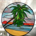 Palm Trees2 Stained Glass Fabricated by Jason Kaplitz, Pattern © 2020 Paned Expressions Studios